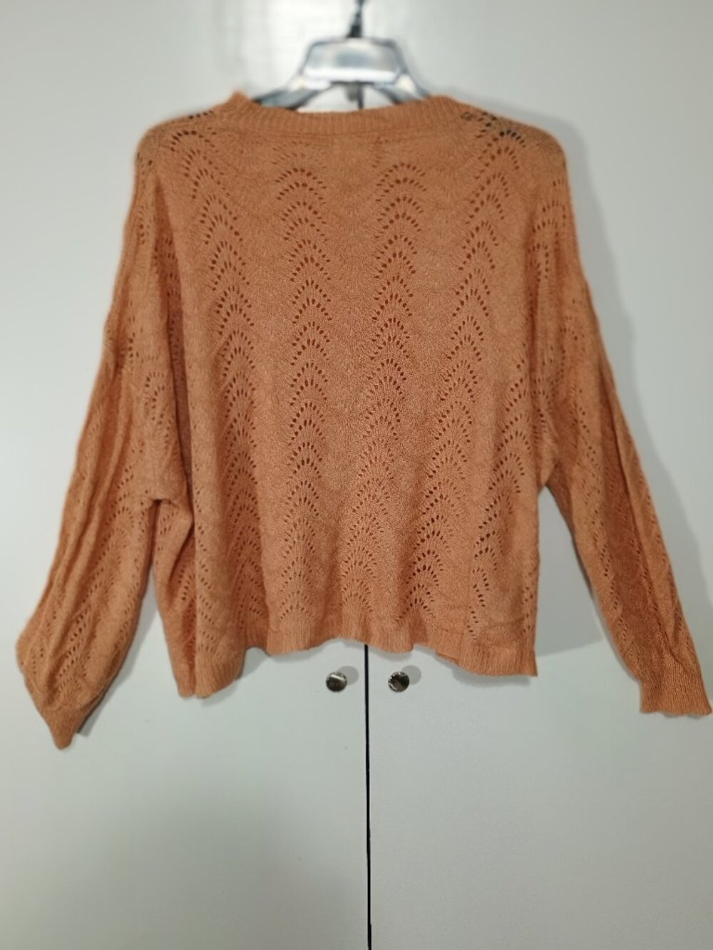 Dreamers Pointelle Knit Sweater Peach Long Sleeve Size M/L - Picture 3 of 6